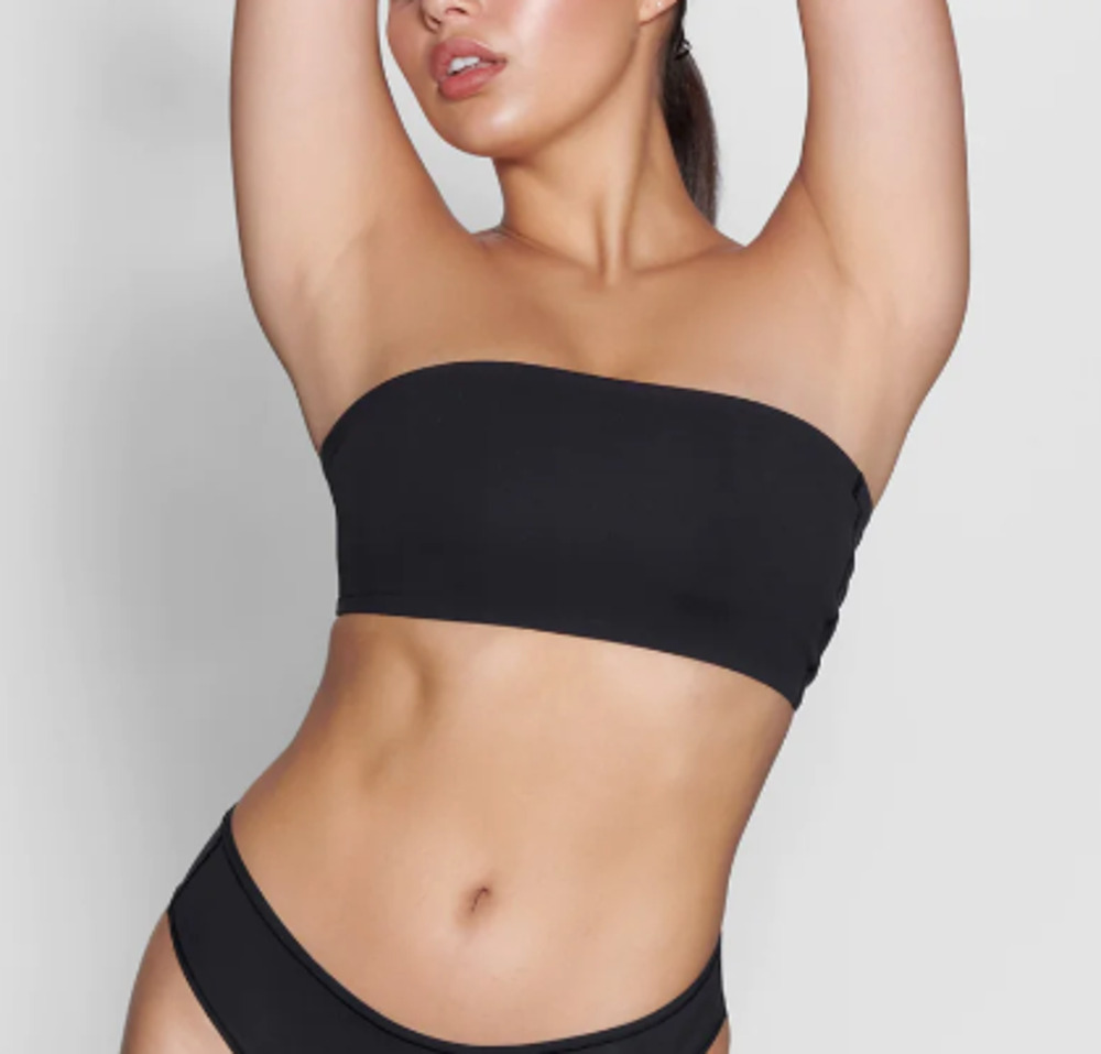 SKIMS Women's Fits Everybody Bandeau Bra XXS Black Onyx Strapless NWT
